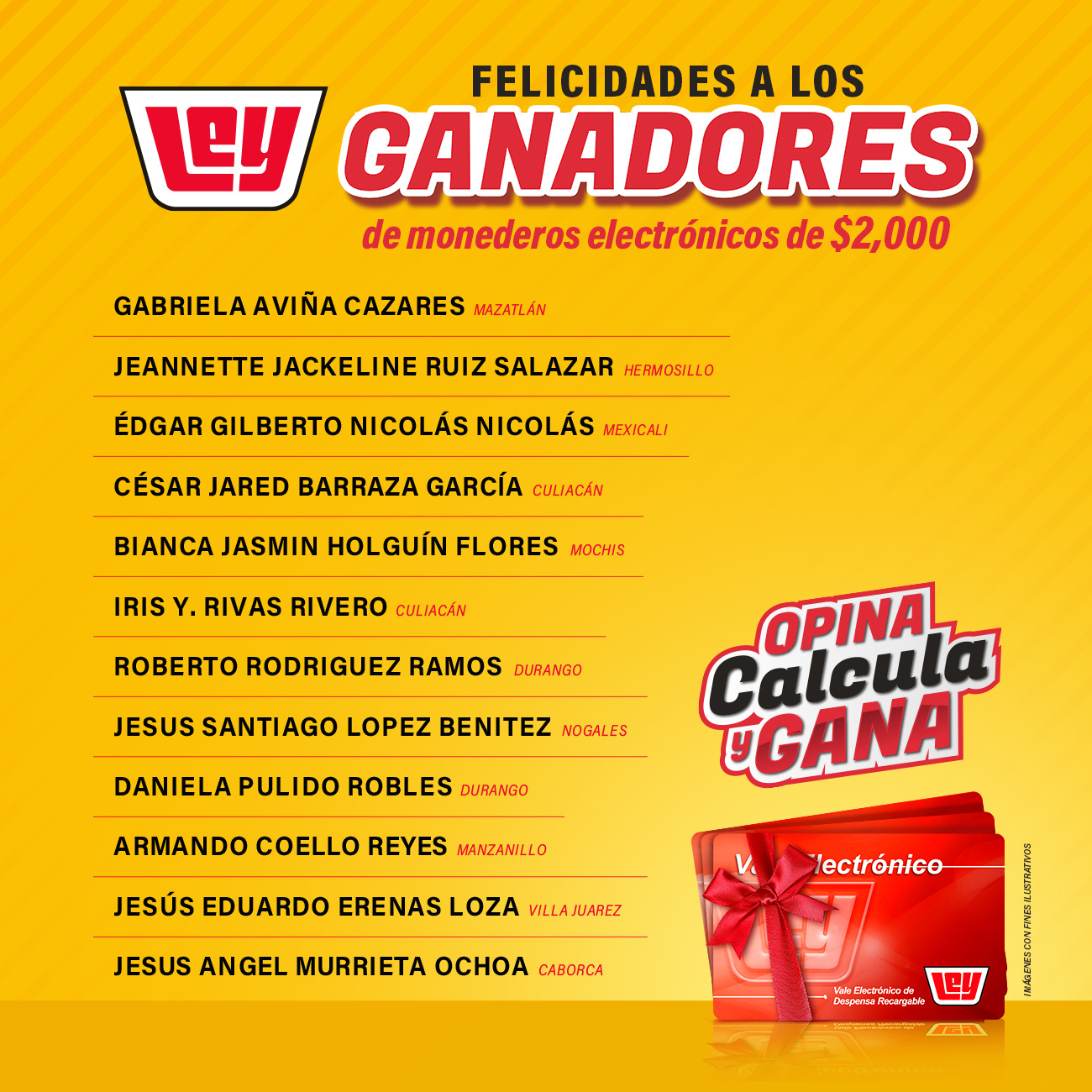 Ganadores 2do concurso «Opina, calcula y GANA»